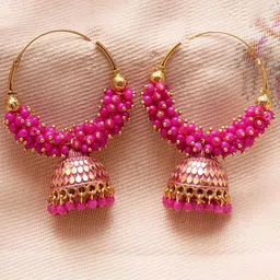 Anouk Gold-Plated Beaded Dome Shaped Jhumkas-image-45