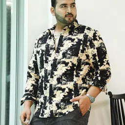 Instafab Plus Plus Size Comfort Abstract Printed Spread Collar Casual Shirt-picture-2