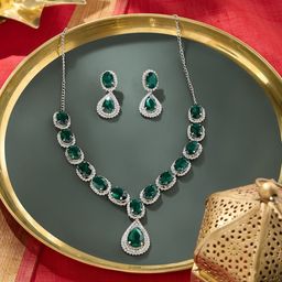 AMI Silver-Plated Austrian Diamonds Studded Jewellery Set-41
