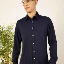 Thomas Scott Men Premium Spread Collar Solid Slim Fit Casual Shirt-image-71