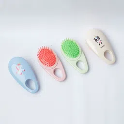 Beutifly Kids Round Small Pocket Hair Brush For Detangling Hair - Green-36