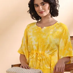 Maaesa Women Hand Tie & Dyed Crepe rayon Kaftan Kurta-image-84