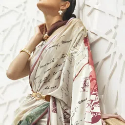 Anouk Abstract Digital Printed Pure Crepe Saree With Matching Blouse image 3
