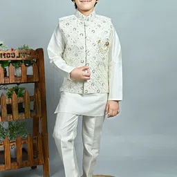 BT DEZINES Boys Ethnic Motifs Embroidered Regular Sequinned Kurta Set-image-31