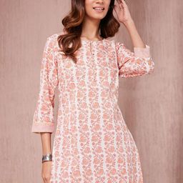 Fabindia Floral Hand Block Printed Boat Neck Straight Kurta-picture-24