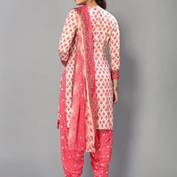 Attigo Printed Cotton Blend Kurta & Patiyala Dress Material with Dupatta-image-48