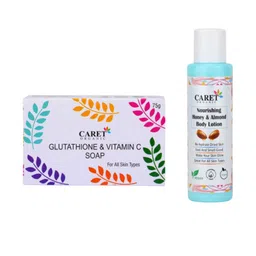 CARET ORGANIC Set Of 2 Vitamin C Glutathione Soap - 75 g & Almond Body Lotion - 100 ml-2