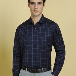 Allen Solly Men Slim Fit Spread Collar Checked Cotton Formal Shirt-picture-2
