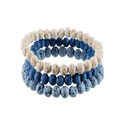 Nirvana Lava Set of 3 Gemstone Beaded Elasticated Bracelet-image-78