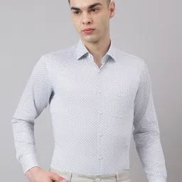 Richlook Men Comfort Slim Fit Spread Collar Geometric Printed Cotton Formal Shirt-image-33