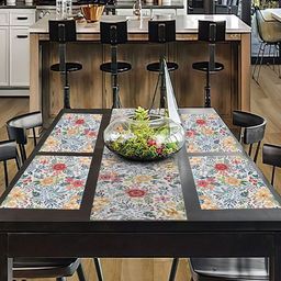 PRAKARTIK Set Of 5 Green & Yellow Printed Table Linen Sets-21