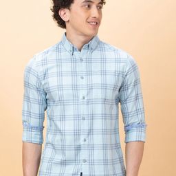 Being Human Men Classic Slim Fit Button-Down Collar Checked Cotton Casual Shirt-image-55