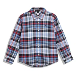Tommy Hilfiger Boys Button-Down Collar Tartan Checked Cotton Casual Shirt-image-91