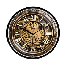 RANDOM Gold-Toned & White Printed Contemporary Wall Clock-53