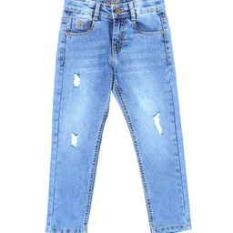 UNDER FOURTEEN ONLY Boys Slim Fit Mid-Rise Low Distress Light Fade Jeans-picture-26
