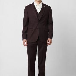 Van Heusen Textured Slim Fit Wedding Three Piece Suit-image-94