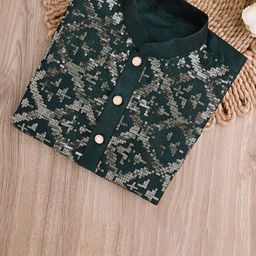 Cae Boys Embroidered Regular Sequinned Dupion Silk Kurta with Pyjamas image 2