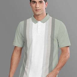 BULLMER Men Striped Polo Collar Cotton T-shirt-image-17