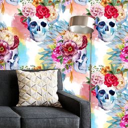 ArtzFolio Printed UV-Resistant Anti-Bacterial Ethnic SkullPeel & Stick Wallpaper-image-29