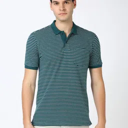 Peter England Men Striped Polo Collar Cotton T-shirt-picture-27