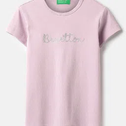 United Colors of Benetton Girls Brand Logo Embroidered Pure Cotton T-shirt-picture-9