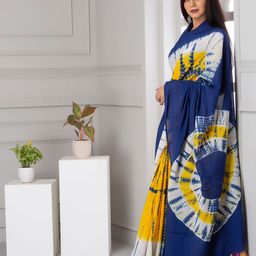 JAIPURI BLOCK PRINT Tie And Dyed Pure Cotton Block Print Saree image 4