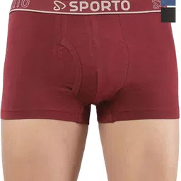 Sporto by Macho Men Pack Of 3 Cotton Mid Rise Trunks-picture-0