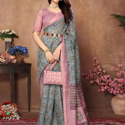 Lookmark Floral Printed Saree-image-10