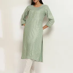 Rangriti Women Geometric Flared Sleeves Chikankari Kurta-image-29
