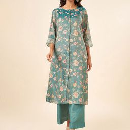RANGMANCH BY PANTALOONS Women Floral Printed Regular Kurta with Trousers-image-65