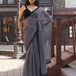 Tikhi Imli Beads and Stones Poly Chiffon Designer Saree-picture-1