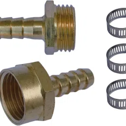 BSP Threat size 1/2" 1Female & 1Male Pipe Fitting 8mm Tail Connector 3pc Clamp Hose Connector-22