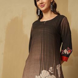 Anouk Floral Printed Keyhole Neck Straight Kurta-image-18