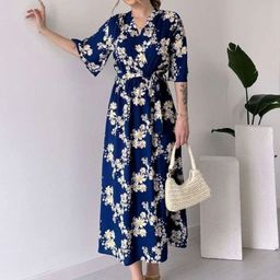 CORSICA Women Floral Print Wrap Midi Dress-image-21