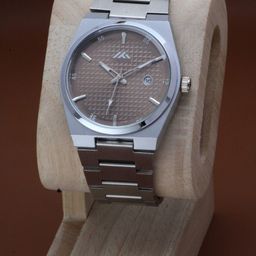 VIRAKTI Men Brass Printed Dial & Stainless Steel Bracelet Style Straps Analogue Watch MEN-25-BROWN-image-102