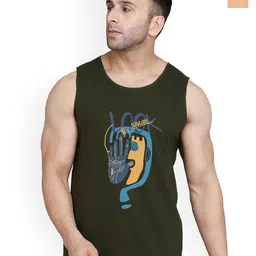 SLOWLORIS Men Pack Of 2 Printed Bio-Wash Combed Cotton Gym Vests-picture-17
