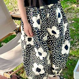 LULU & SKY Girls Floral Printed Loose Fit High-Rise Trousers-picture-0