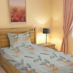 IVAZA Grey Geometric 260 TC Single Bedsheet with 1 Pillow Covers-image-78