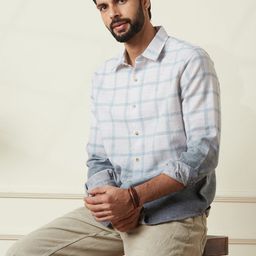 WROGN Men Comfort Fit Spread Collar Windowpane Checked Cotton Casual Shirt-image-97