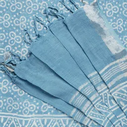 TEEJH Floral Zari Block Print Saree With Blouse Piece image 3