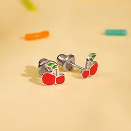 GIVA 925 Silver Rhodium-Plated Contemporary Enamelled Studs Earrings-15