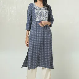 Soch Women Ethnic Motifs Checked Sequinned Kurta-15