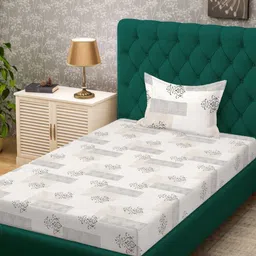 Myntra Elegant Homes Cream-Coloured Printed 300 TC Single Bedsheet Set 2.25 m x 1.50 m-image-32