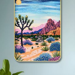 SAF Blue & Green Mountain Floral And Botanical Wooden Wall Art-image-68