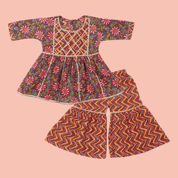 Arshia Fashions Girls Floral Printed Empire Gotta Patti Kurti with Sharara-picture-44