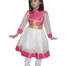 Kaku Fancy dresses Girls Self Design Traditonal Dance Anarkali Costume-image-8