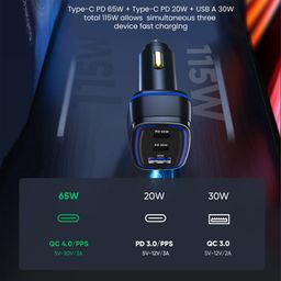 stuffcool Ultimus 115W Type A & Type C 3-Port Fast Charger (Adapter Only, Auto Detect IC, Black) image 4