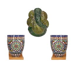 Somil Indore Mosaic Decorative Lamp Combo of Matching Wall Lamp & Blessing God Ganesh Wall Lamp, Multi Compatible with LED, Size: 15 X 15 X 17 Cm, Pack of 3.-image-90