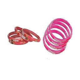 SOMIL Set of 8 Orange Alloy Bangles-image-98