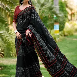 Peachmode Striped Pure Cotton Saree-24